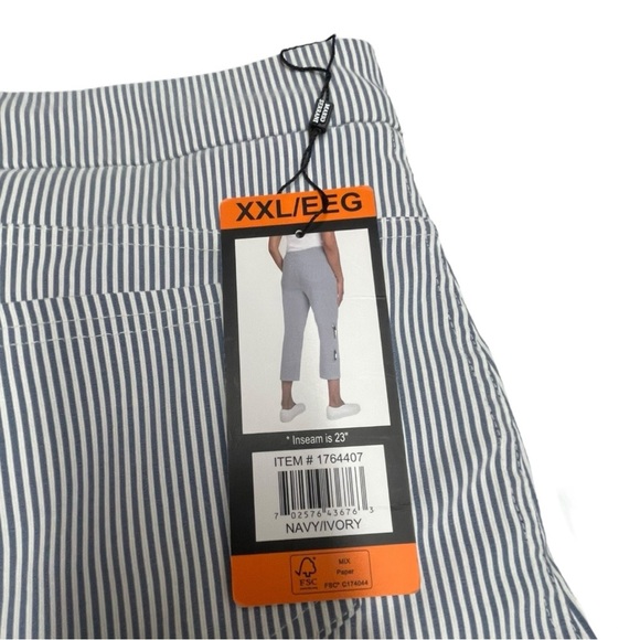 Mario Serrani Italy Comfort Stretch Capri Pants Size XXL Navy Stripe Pull On - Picture 4 of 8